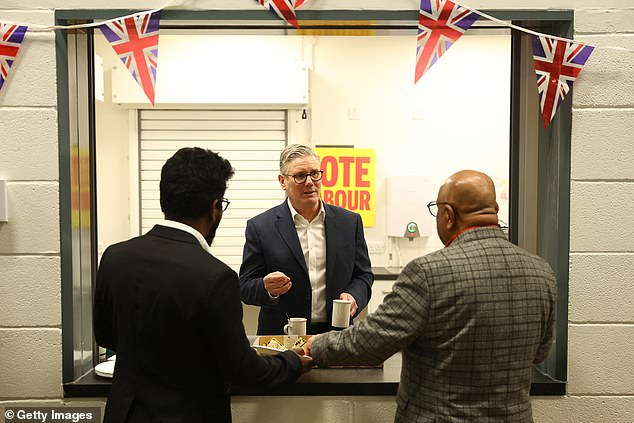The Prime Minister serves up tea at Newton Leys Pavilion in Milton Keynes during his pre-election campaign