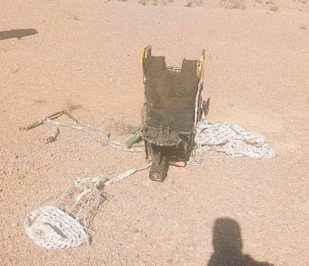 Pictured: The ejected seat from the US aircraft as published in Iranian media