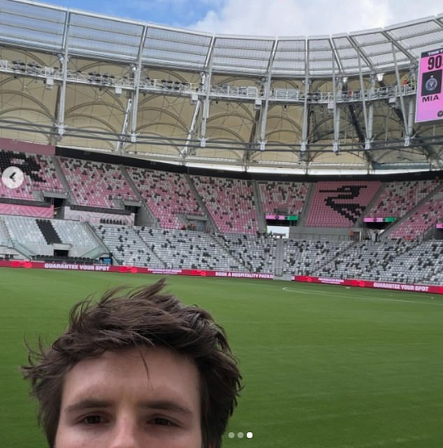 Cruz said he 'couldn't be more proud' of his father as he took in the huge new stadium before sitting in Lionel Messi's pitch side seat