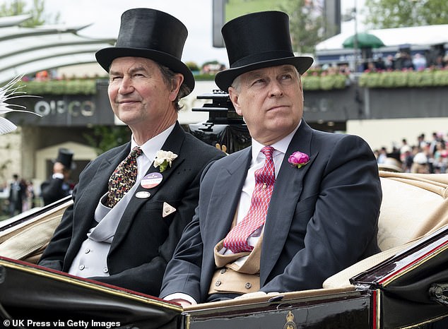 Despite Andrew and Sir Tim's respective naval backgrounds 'it does not seem that they were ever close', according to royal expert Richard Fitzwilliams