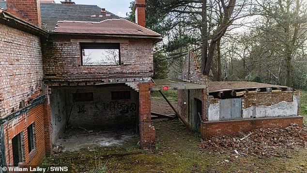 Brackendene was once an impressive site with sprawling grounds, which included an outdoor swimming pool and greenhouse. Yet the red-brick mansion now sits with open windows, while the grounds are blanketed by overgrown woodland and flora