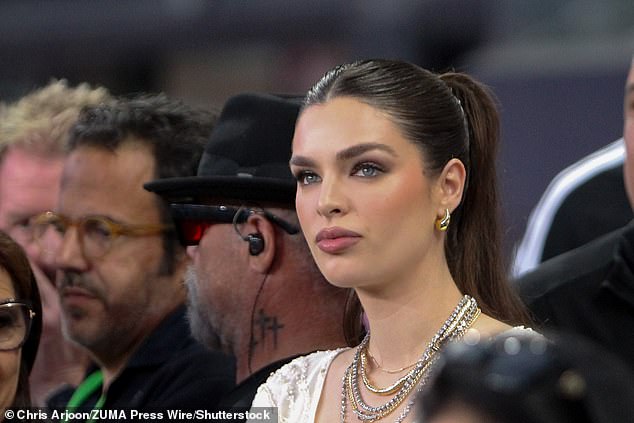 Marc was watched from the sidelines by pregnant wife Nadia Ferreira, 26