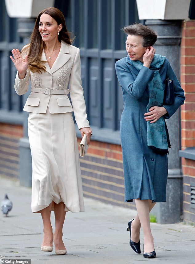 Kate pictured with Princess Anne in 2022, wearing the same outfit
