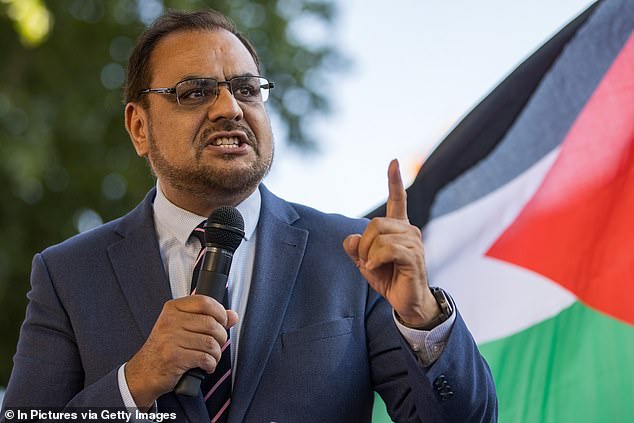 Ayoub Khan, independent MP for Birmingham Perry Barr (pictured at a pro-Palestine rally) was ‘guest of honour’ at a roadshow in the West Midlands