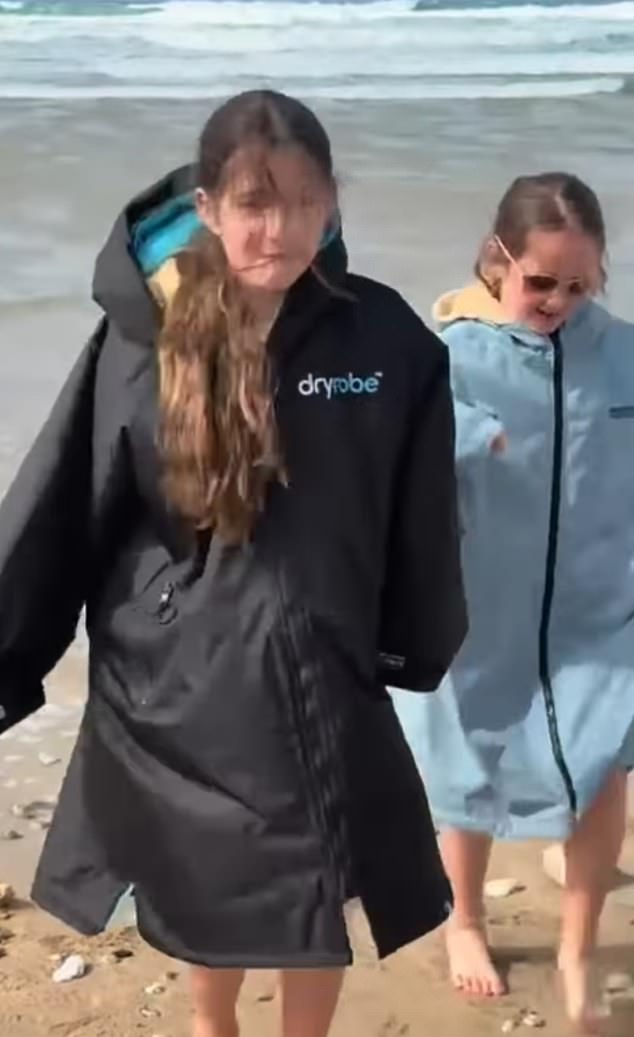 Jacqueline, Ella, 11, and seven-year-old Mia, were joined by cousins as they enjoyed a spot of surfing in Newquay before playing in nearby parks and amusement arcades