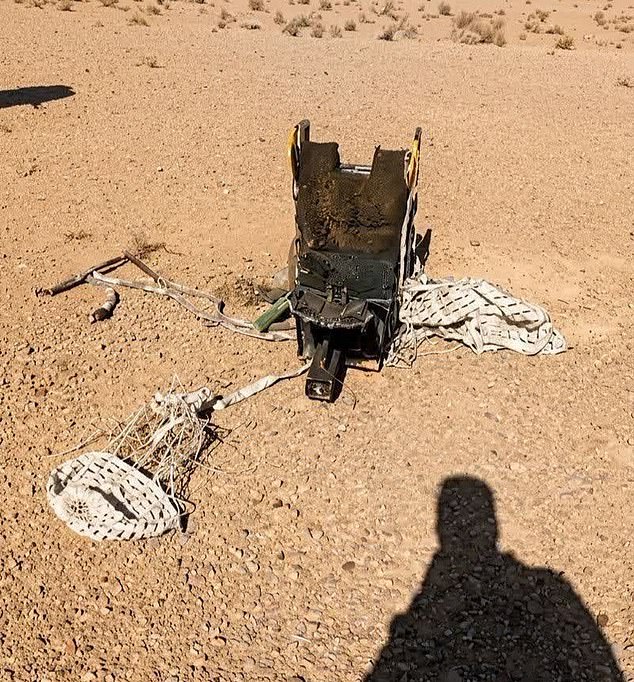 Pictured: The ejected seat from the US aircraft as published in Iranian media