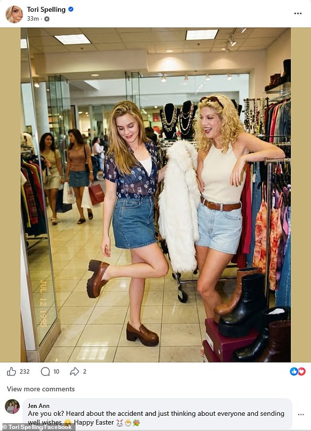 The ZORYVE brand ambassador posted then deleted a Facebook throwback of herself with Alicia Silverstone on Sunday, which was filled with concerned comments about the crash