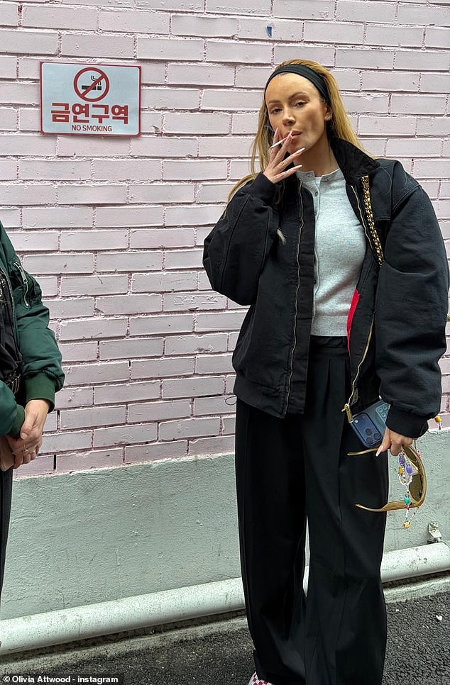 Olivia was also seen smoking in a non smoking area during the trip