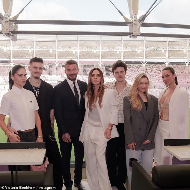 The couple were also joined by their three youngest children Romeo, 23, Cruz, 21, and Harper, 14, and Romeo and Cruz's girlfriends - Kim Turnbull and Jackie Apostel