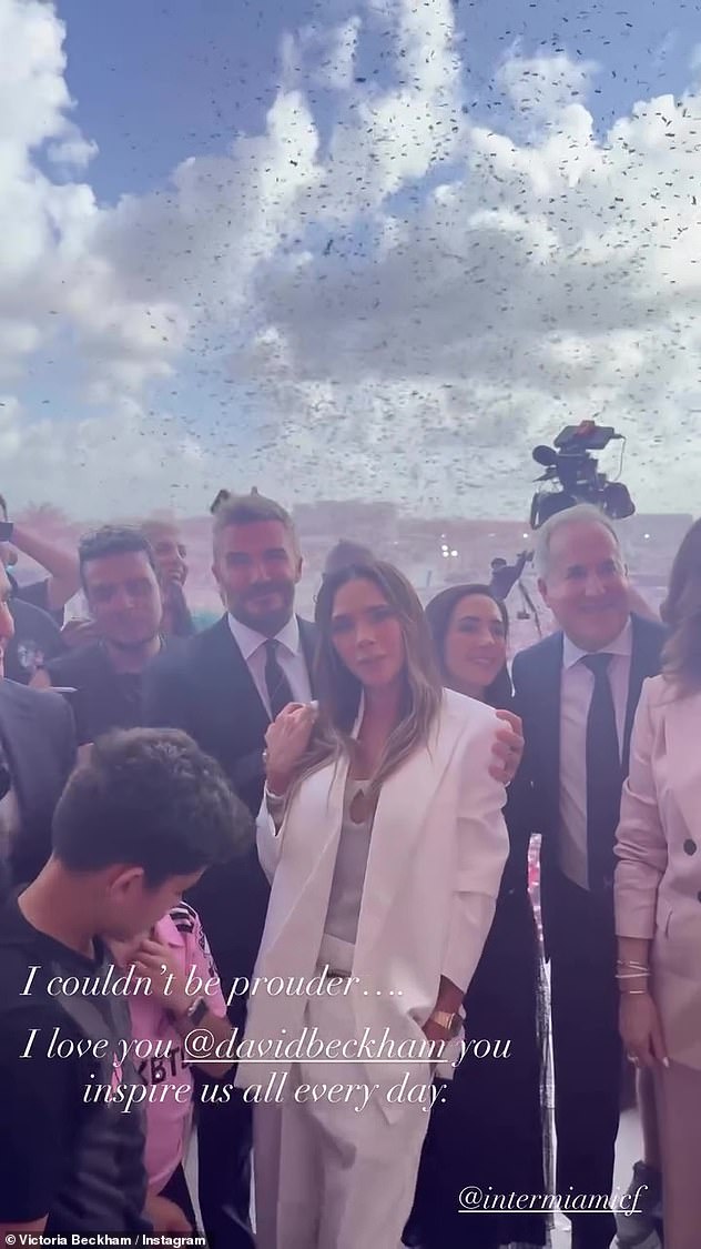 The family put on a united display for the milestone occasion - while eldest child Brooklyn was unsurprisingly absent, amid his ongoing bitter estrangement from his parents