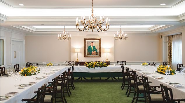 That table. It might just be the most sanctified in all of sport, approximately 40ft long and squeezed into the small library on the second floor of Augusta’s stately clubhouse