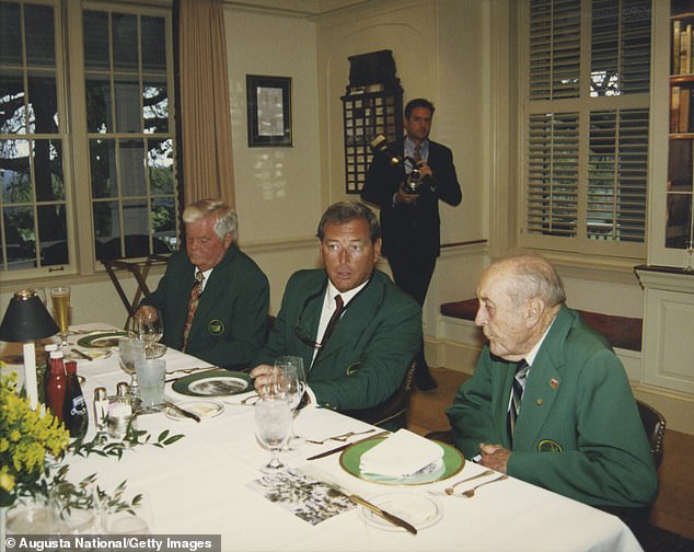 Fuzzy Zoeller (centre) found Herman Keiser (right) asleep in the toilet after a particularly heavy dinner one year
