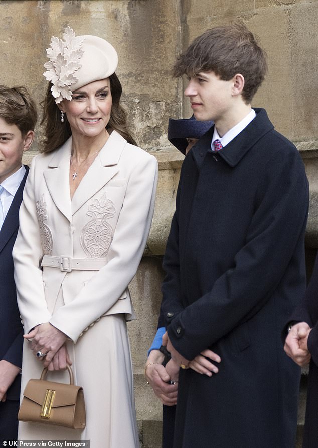 Princess Catherine smiled as she spoke to the 18-year-old son of Prince Edward and Sophie