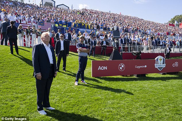 Trump appeared at the Ryder Cup in New York, before the atmosphere turned very ugly