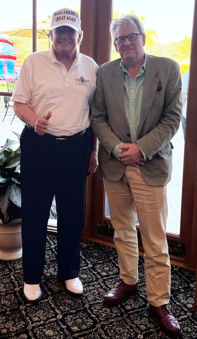Robert Hardman with Donald Trump at the International Golf Club West Palm Beach