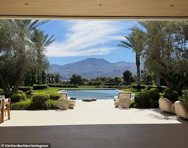 She also included a snapshot of the scenic, sprawling backyard, which appeared to be just a corner of Kylie Jenner's multimiillion-dollar mansion in Palm Springs