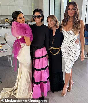 Kim Kardashian shared a post with photos of her posting with her sister Khloé Kardashian and their mother Kris Jenner