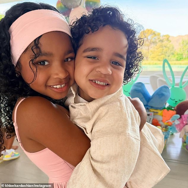 She also posted an adorable photo of her kids hugging and pressing their cheeks together