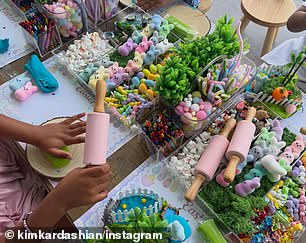 She posted photos of the kids making their modeling clay crafts