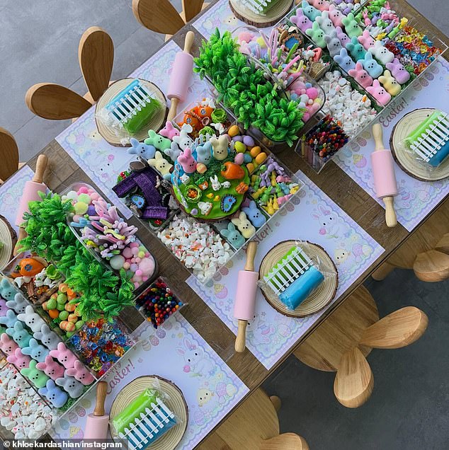 Khloé also posted before-and-after snapshots of some of the other fun activities that their kids got up to at the party