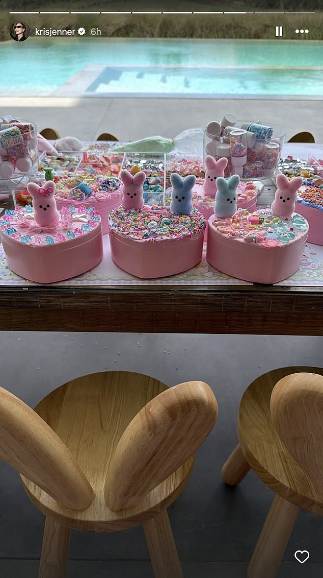 After the kids were done with their bunny-themed designs, Kris, the proud grandmother, showed off their masterpieces