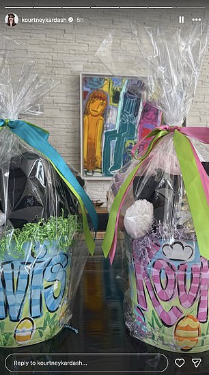 Kourtney shared a glimpse at the nearly identical ones she and her husband Travis received