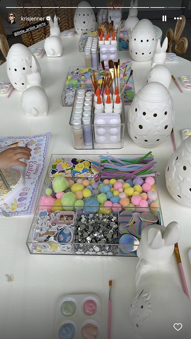 One area of their party included a painting crafts station for the kids