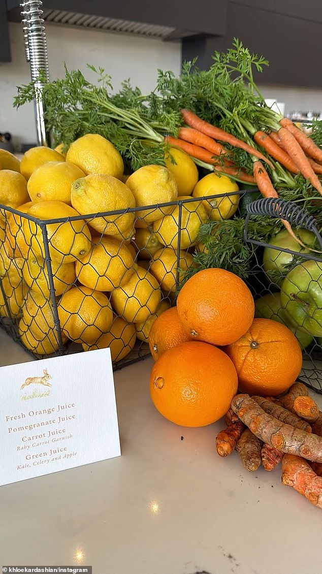 She also snapped a colorful fresh juice station for their family members to enjoy a refreshing pick-me-up