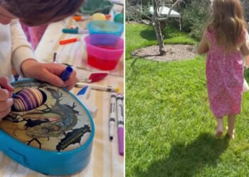 Meghan Markle shares rare video of Archie and Lilibet taking part in Easter egg hunt and feeding chickens at home in US