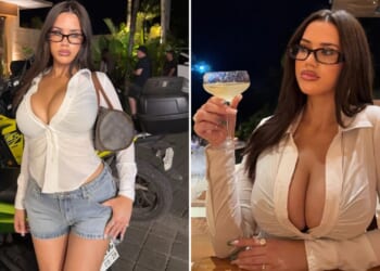 Love Island Australia star with show's biggest ever boobs nearly spills out of her shirt on boozy night out