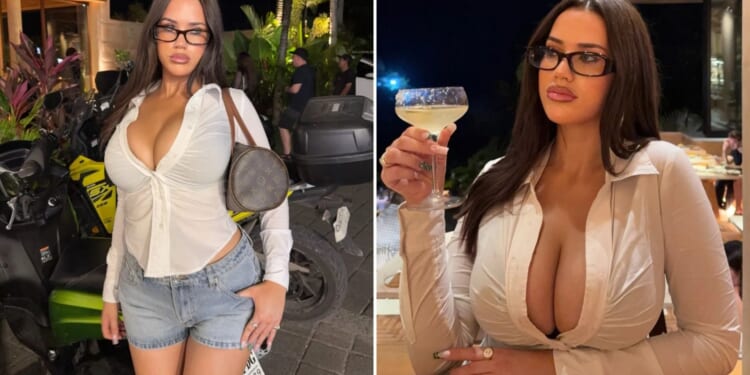 Love Island Australia star with show's biggest ever boobs nearly spills out of her shirt on boozy night out