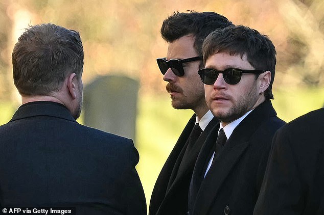 After news of his death consumed the global news cycle, Niall admitted he worked hard to tune out surrounding noise in the lead-up to the funeral, which took place in November and was attended by a slew of stars, including 1D members (Harry Styles and Niall pictured at the funeral)