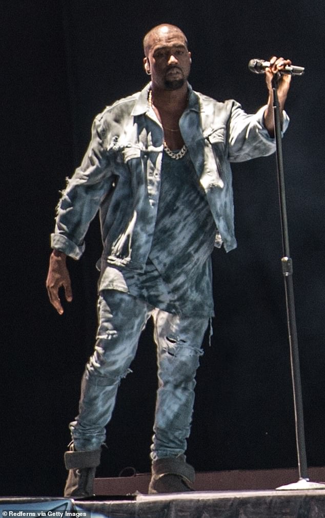 Kanye West performs on stage at the Wireless Festival in Birmingham in 2014