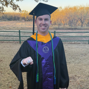 Nick in his cap and gown.