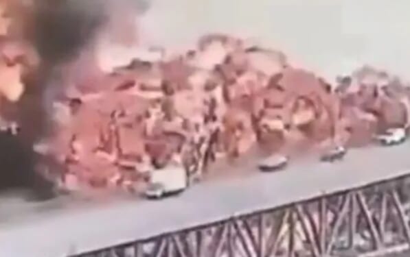 Horror footage shows moment gas tanker explodes into huge fireball in Panama Canal killing one as blaze engulfs bridge