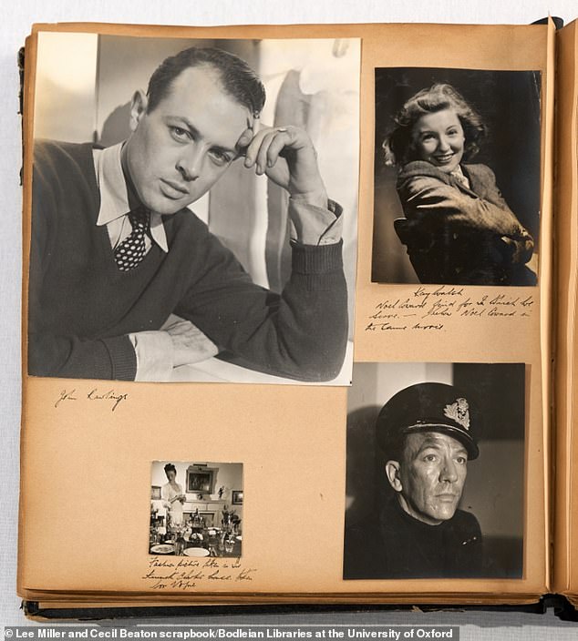 Portrait of British playwright Noel Coward, bottom right