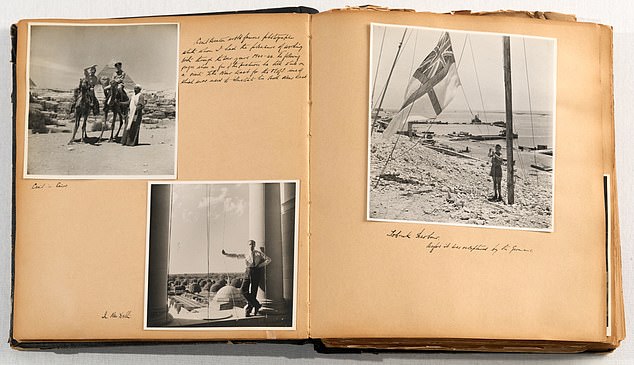 Beaton pictured in Cairo, top left, New Delhi, bottom left, and Libya, right