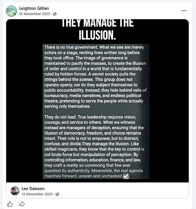 Gillian has remained out of the limelight but is active on social media sharing posts as a Covid denier, anti-vaxxer, anti establishment and fan of controversial influencer, Andrew Tate