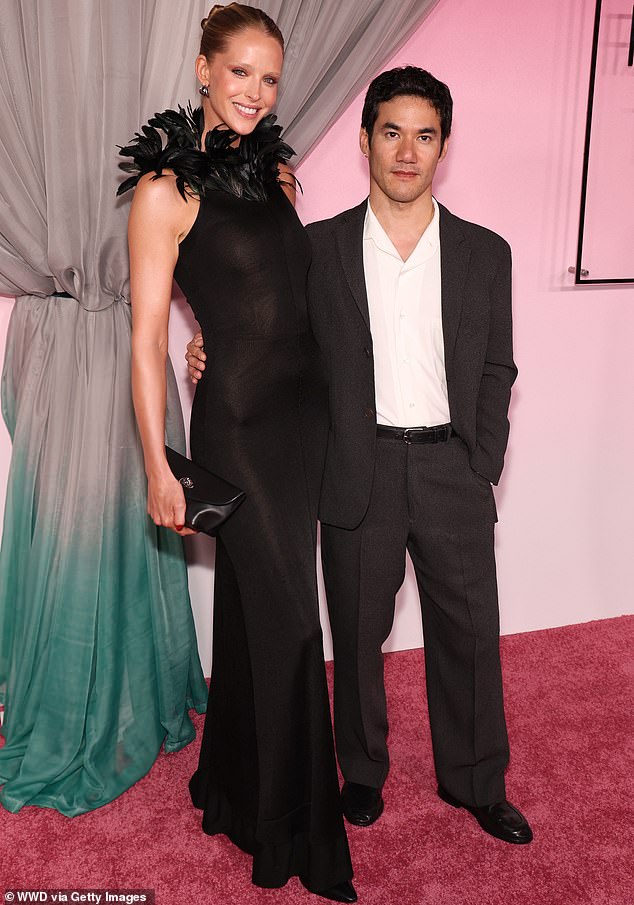 Patrick Schwarzenegger's longtime love Abby Champion, whom he married last year after a decade-long romance, posed with French designer Joseph Altuzarra