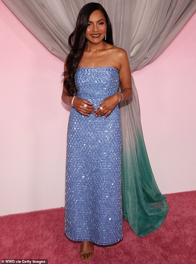 Mindy Kaling wore a sequined blue gown that highlighted her dramatically reduced frame, which set off Ozempic speculation she has neither confirmed nor denied