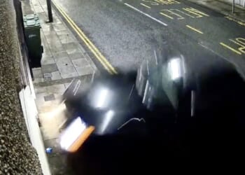 Moment car spins out of control & smashes into house before driver blames imaginary 'buddy' who ran away