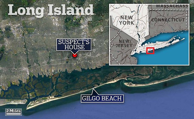 Map shows the location of Rex Heuermann's home compared to Gilgo Beach where the remains of several victims were found