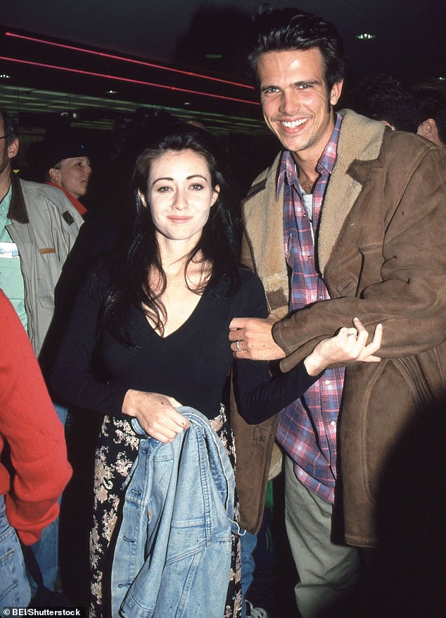 Doherty and Hamilton exchanged vows in 1993 after two weeks of dating when he was 19 and she was 22, but the relationship imploded five months later; pictured 1993