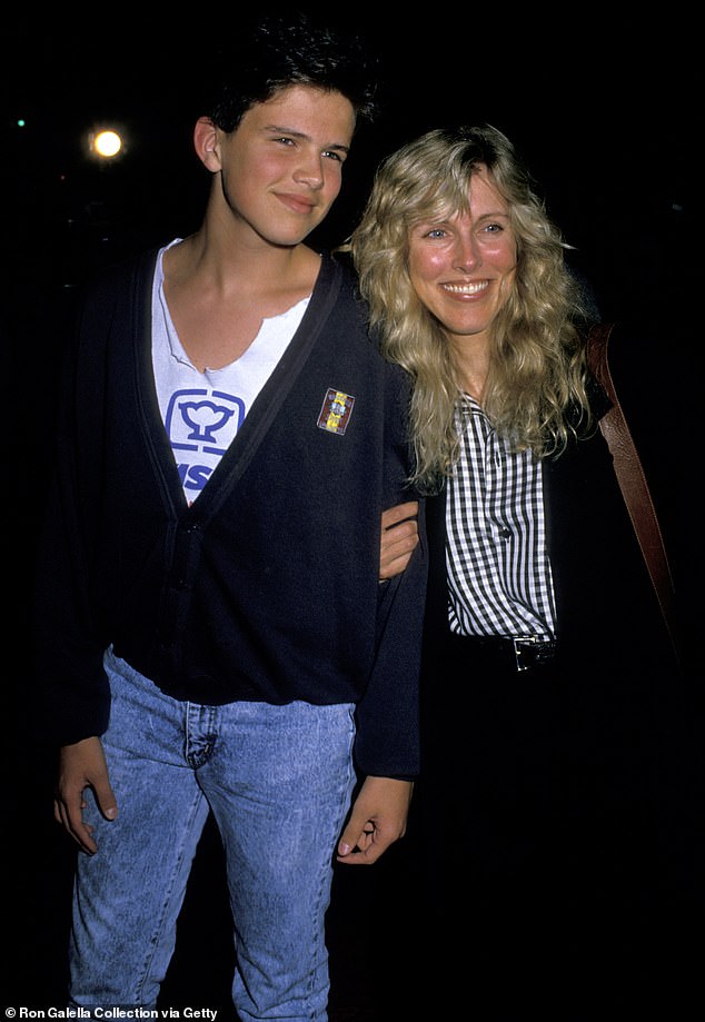 Hamilton is pictured at the age of 13 in 1988 with his mother Alana Stewart, who by that point had married and divorced George Hamilton and Rod Stewart