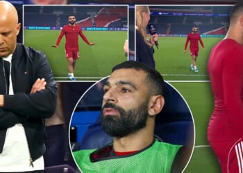Moment Mo Salah 'holds himself back' in awkward TNT Sports encounter after most brutal Arne Slot snub yet at PSG