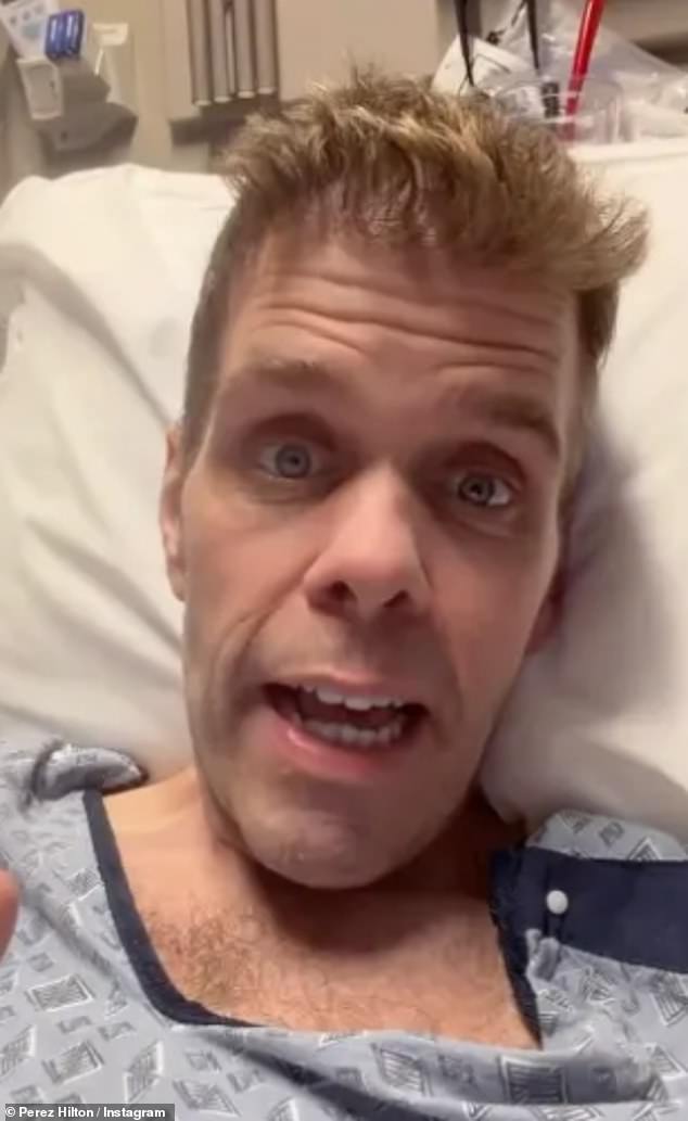 Taking to Instagram from his hospital bed last week, Hilton said: 'We caught this early. I went to the surgeon today - really good timing - and last night I started having real soreness and pain in one of my legs'