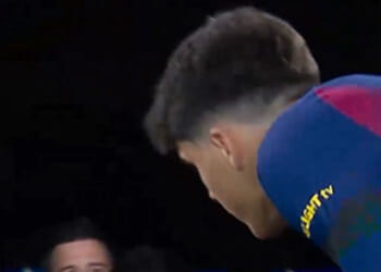 Watch Barcelona teen Pau Cubarsi given brutal rejection just seconds after red card... by the pitch-side monitor