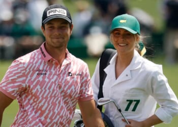 Viktor Hovland goes public with mystery blonde at Masters after famously being only single Ryder Cup star