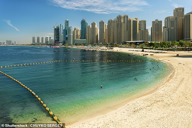 Aside from the skyscrapers, the blue waters and immaculate beaches of Dubai (pictured) are comparable to those in the Falklands