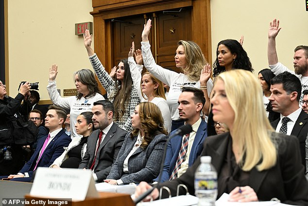 Epstein's victims (pictured in February) argued they have already done their part, after Melania called on Congress to hold hearings with the victims